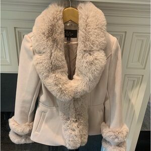 LA Coalition Cream Jacket with fur collar and cuffs
